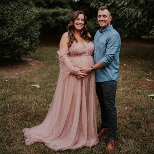 Pearl Tulle Maternity Photoshoot Dress